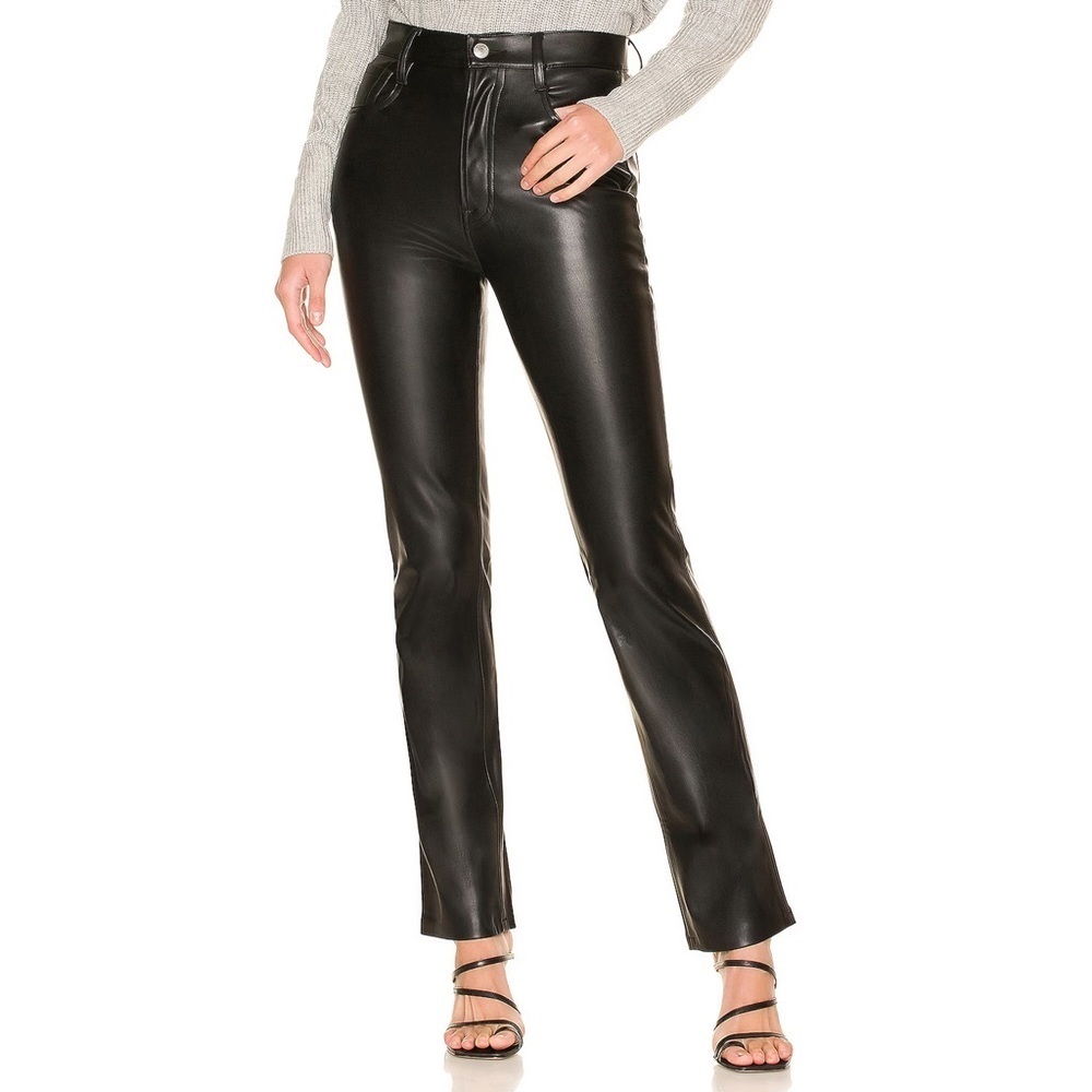 7 For All Mankind - Faux Leather Easy Slim Pants - Black